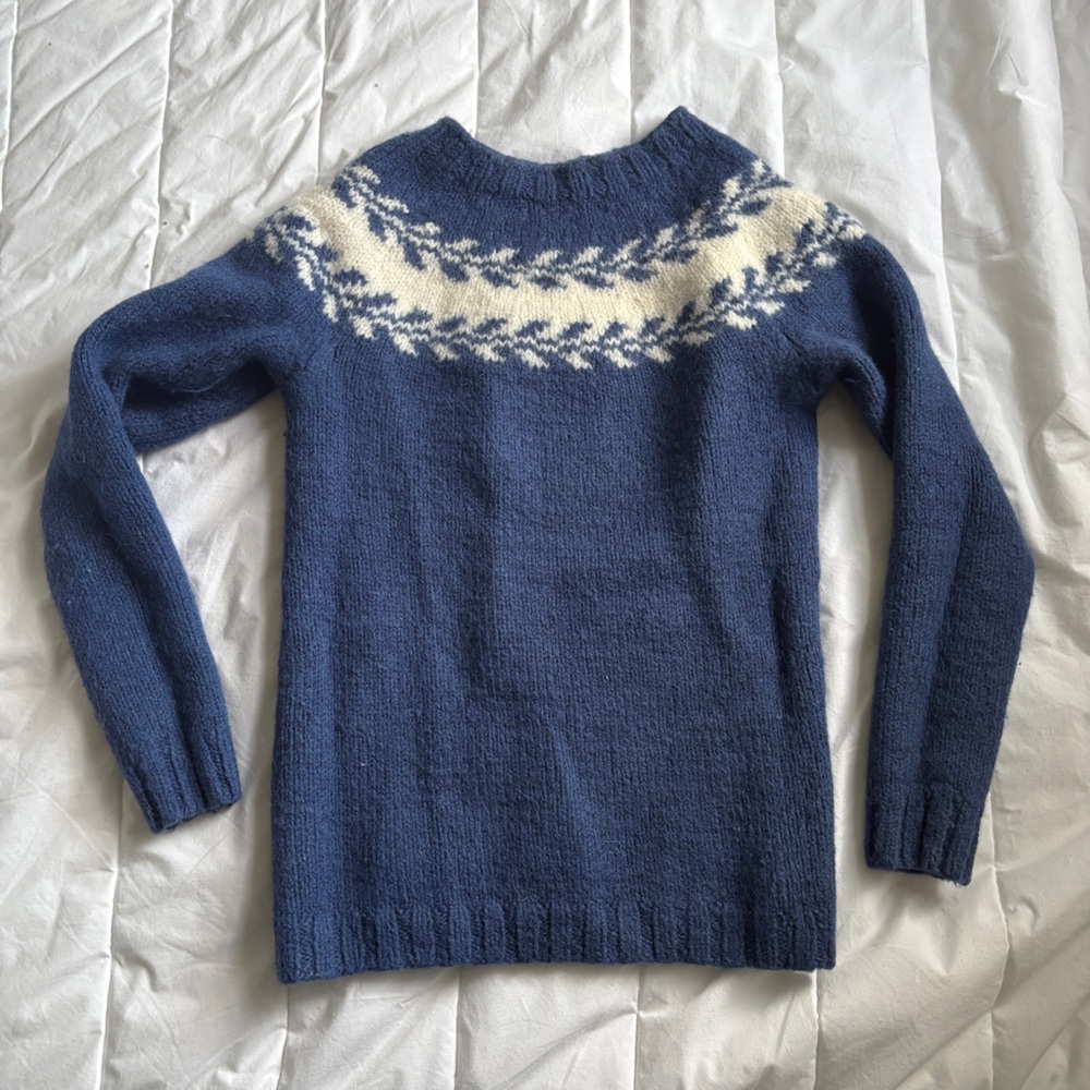 Norwegian Wool Blue and White Women's Sweater